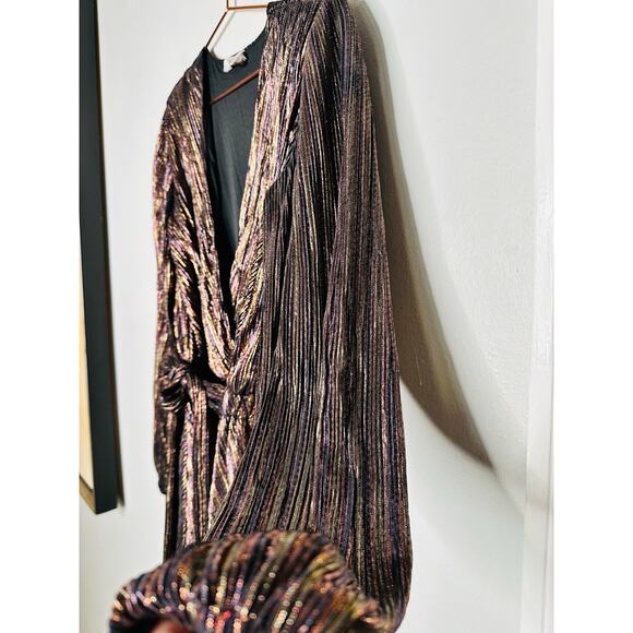 RAMY BROOK Multicolor Metallic A-Line Long Sleeves Elise Vincy Dress Size Small - Picture 11 of 16